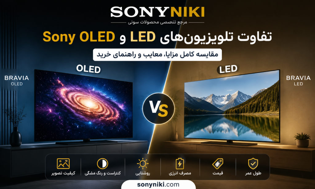 تفاوت تلویزیون‌های Sony OLED و LED | مقایسه کامل مزایا، معایب و راهنمای خرید