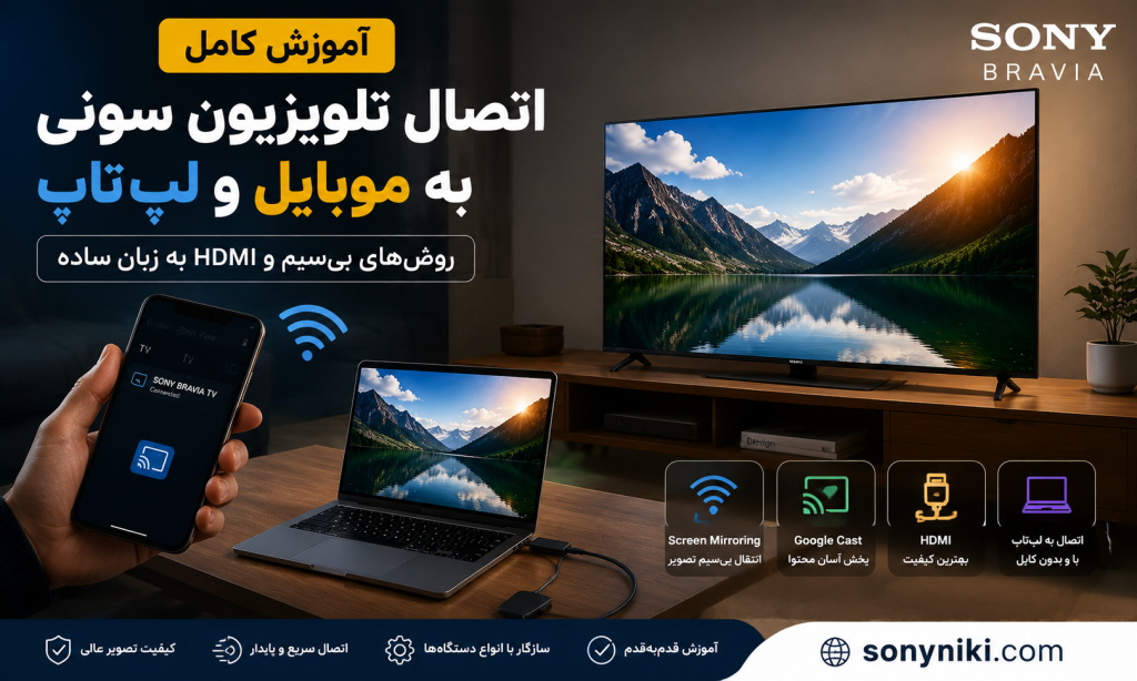 آموزش کامل اتصال تلویزیون سونی به موبایل و لپ‌تاپ